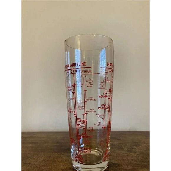 Vintage Glass Cocktail Mixed Drink Recipe Shaker Bar Mixer Retro Mad Men Style - Picture 2 of 8